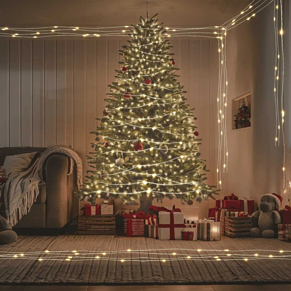 LED lempučių girlianda, šiltos baltos spalvos, 15m