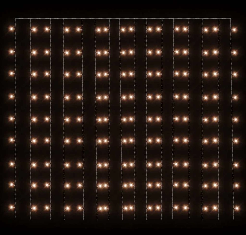 LED lempučių užuolaida, 3x3m, 300 šiltų baltų LED lempučių