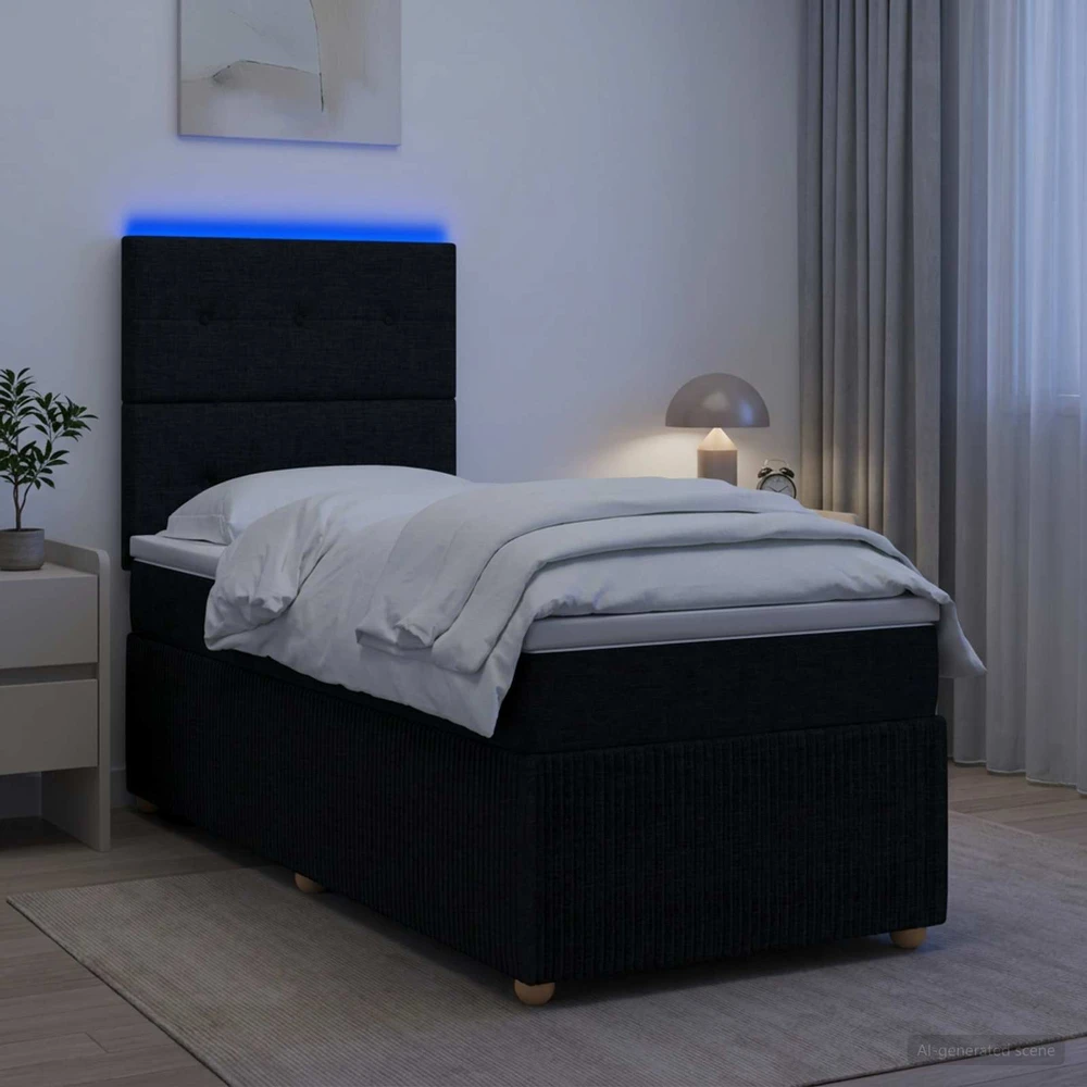 Lova LED lovos čiužinys su LED apšvietimu Juoda 90 x 200 cm Audinys