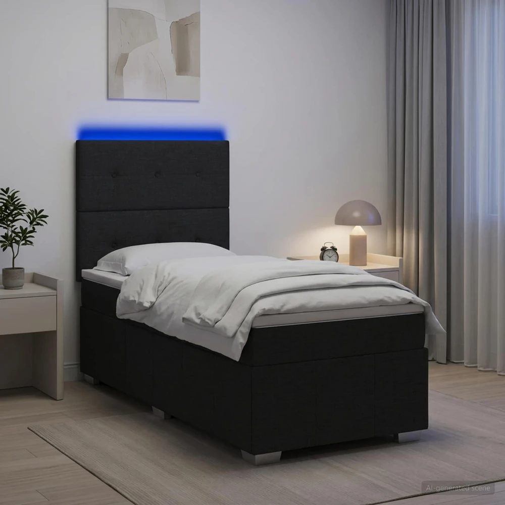 Lova LED lovos čiužinys su LED apšvietimu Juoda 90 x 200 cm Audinys