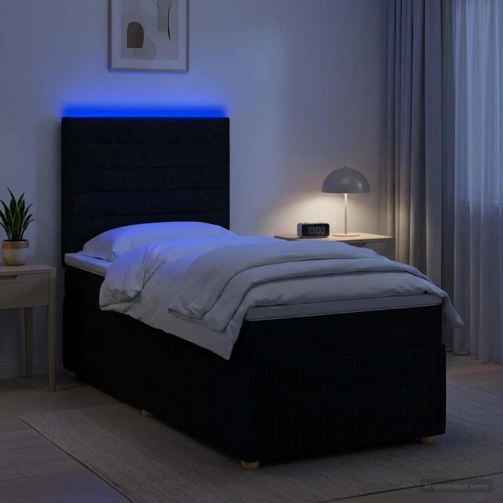 Lova LED lovos čiužinys su LED apšvietimu Juoda 80 x 200 cm Audinys