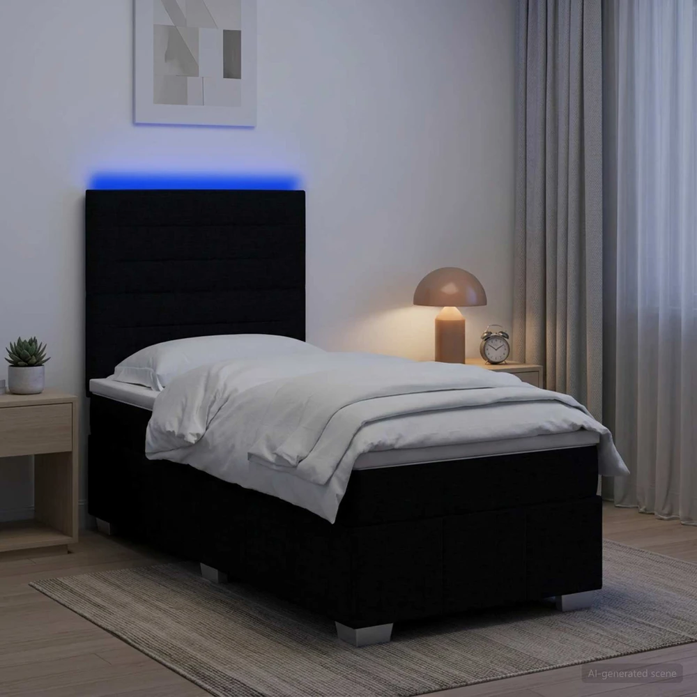 Lova LED lovos čiužinys su LED apšvietimu Juoda 80 x 200 cm Audinys