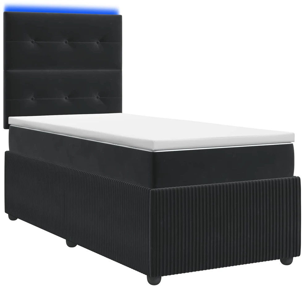 Lova LED lovos čiužinys su LED apšvietimu Juoda 100 x 200 cm Aksomas