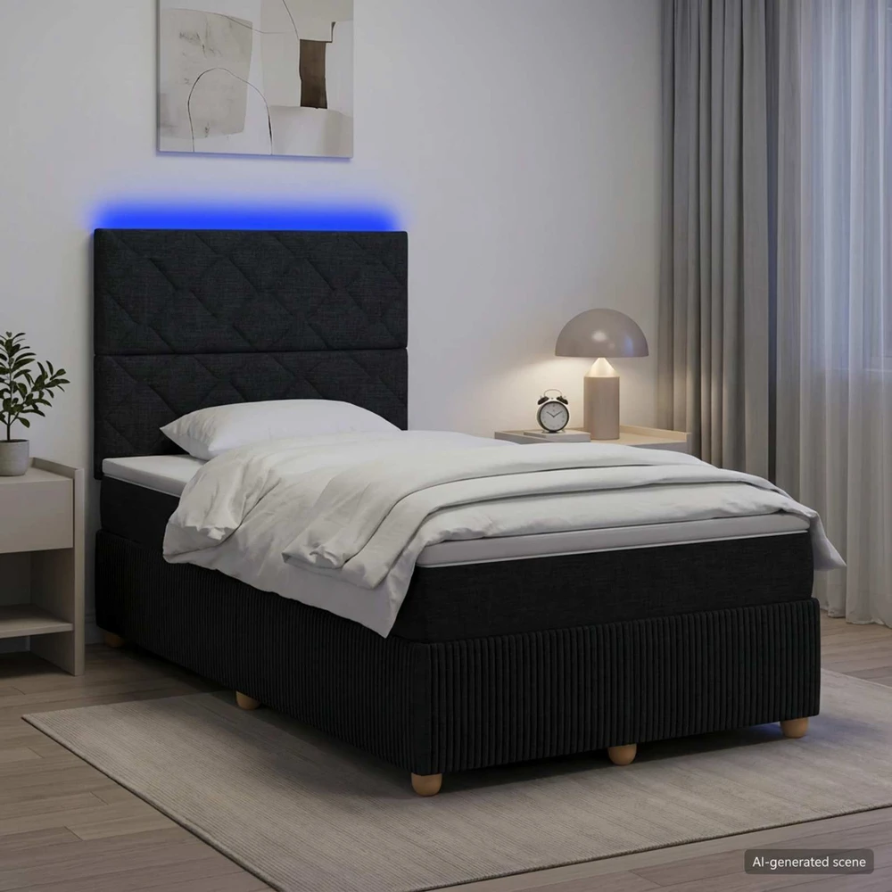 Lova LED lovos čiužinys su LED apšvietimu Juoda 120 x 200 cm Audinys