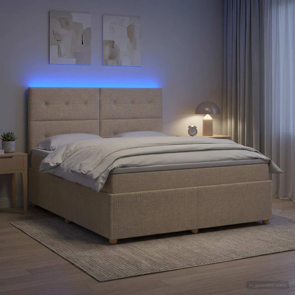 Lova LED lovos čiužinys su LED apšvietimu Kreminė 140 x 200 cm