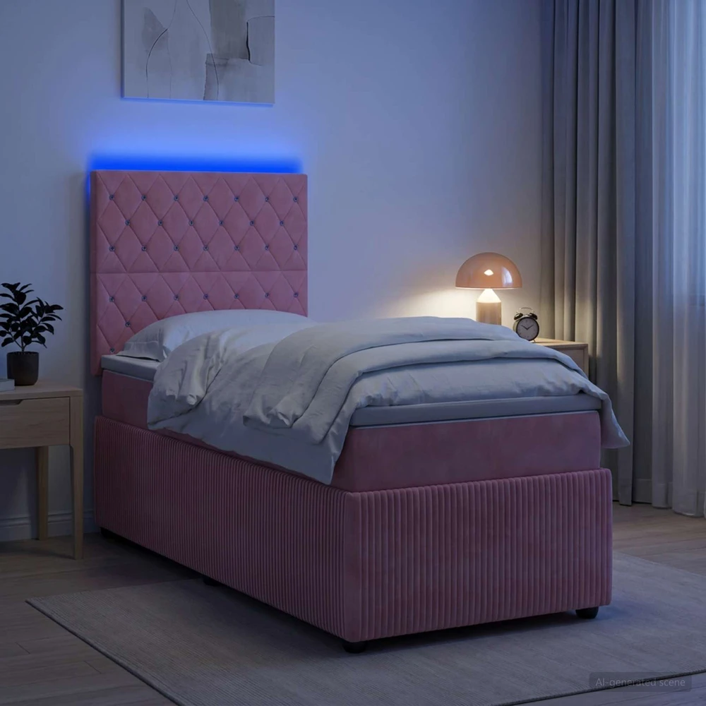 Lova LED lovos čiužinys su LED apšvietimu Rožinė 100 x 200 cm