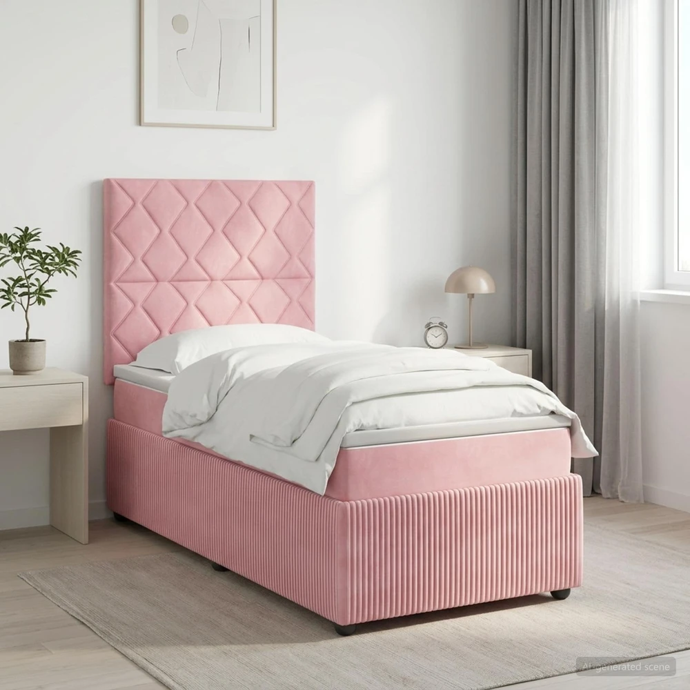 Lova LED lovos čiužinys su LED apšvietimu Rožinė 80 x 200 cm Aksomas