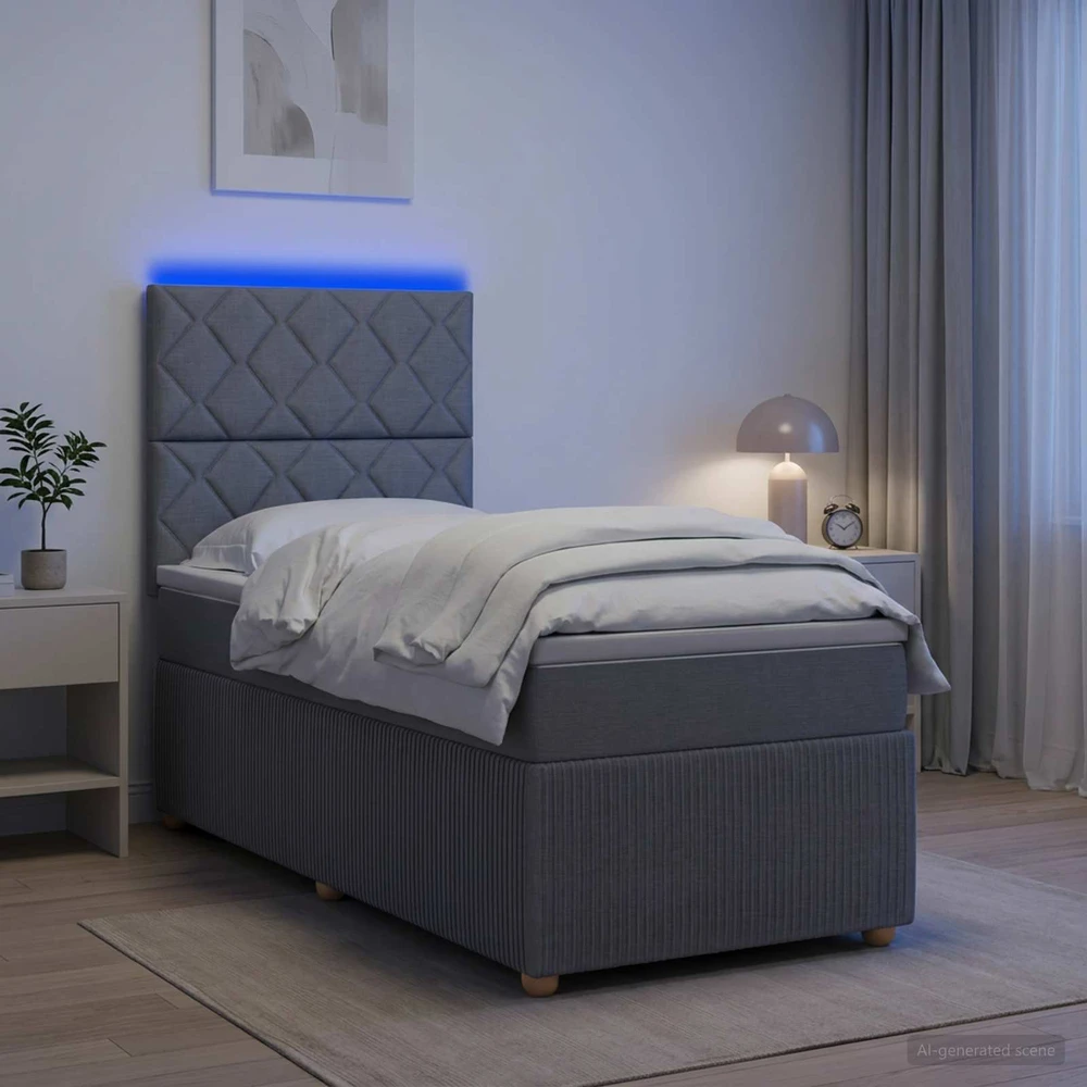 Lova LED lovos čiužinys su LED apšvietimu Šviesiai pilka Audinys