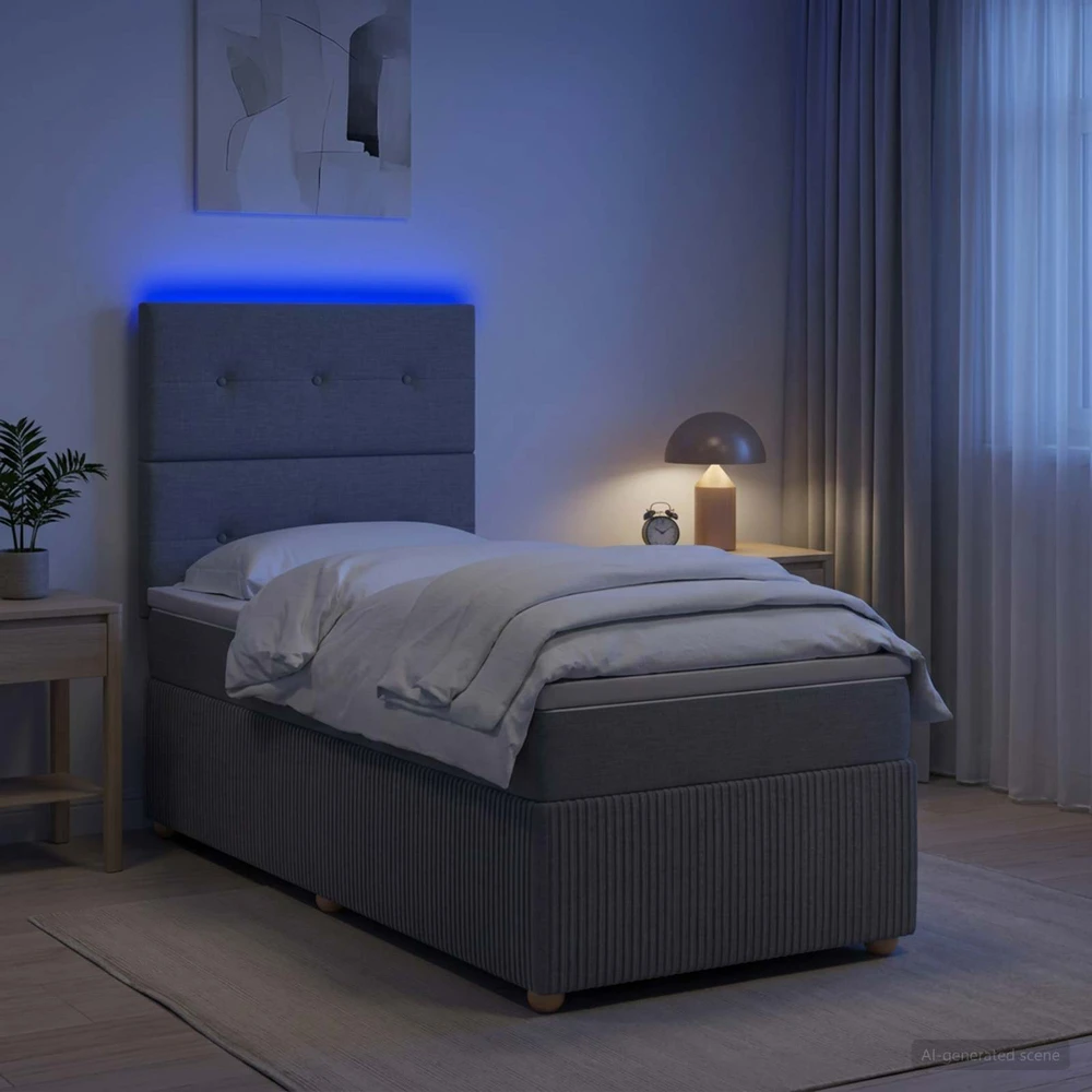 Lova LED lovos čiužinys su LED apšvietimu Šviesiai pilka 90 x 200 cm