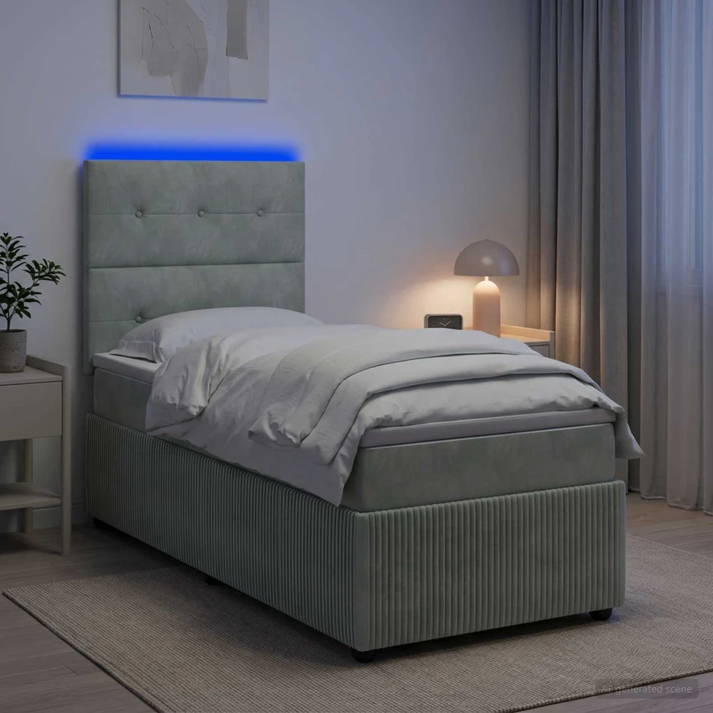 Lova LED lovos čiužinys su LED apšvietimu Šviesiai pilka 90 x 190 cm
