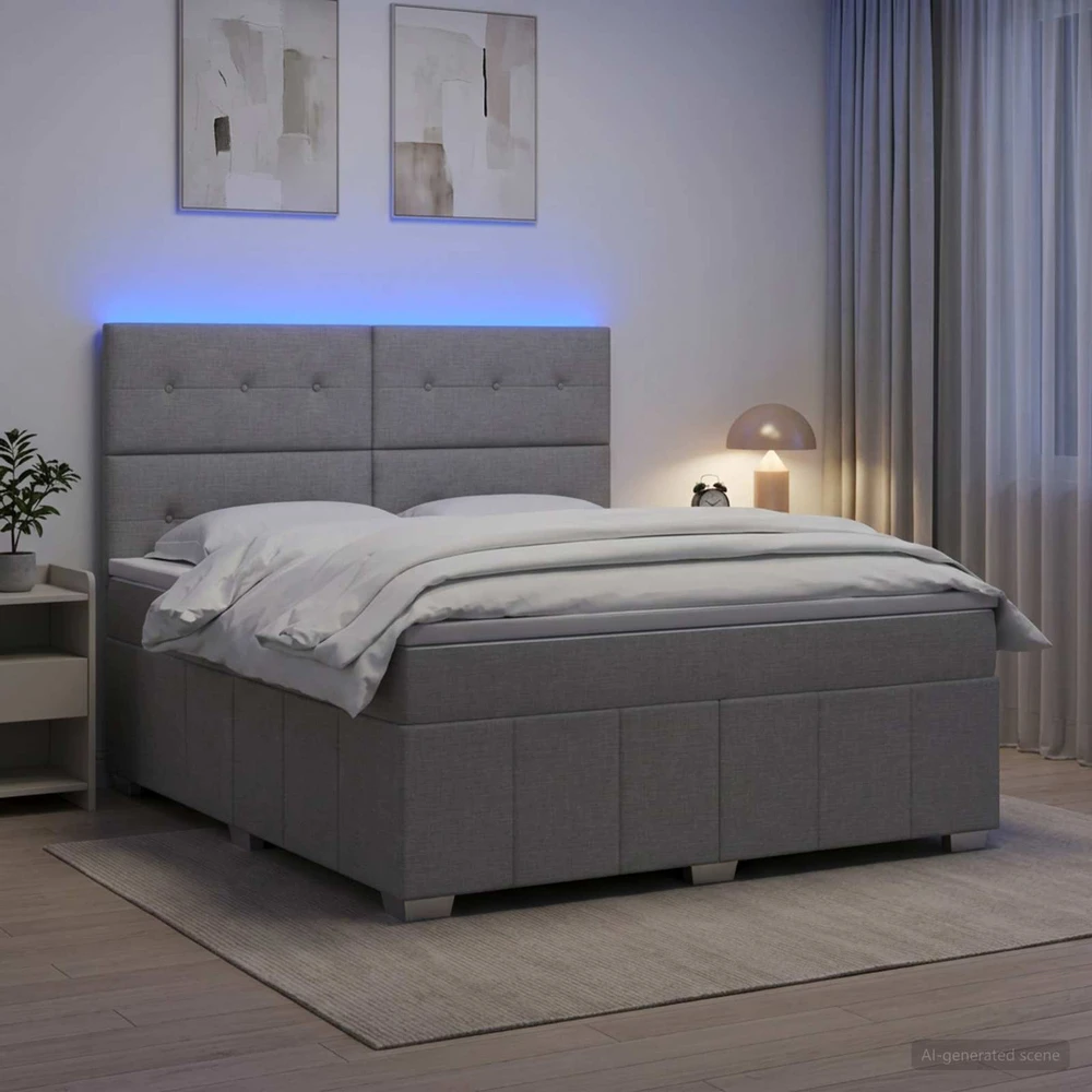 Lova LED lovos čiužinys su LED apšvietimu Šviesiai pilka Audinys