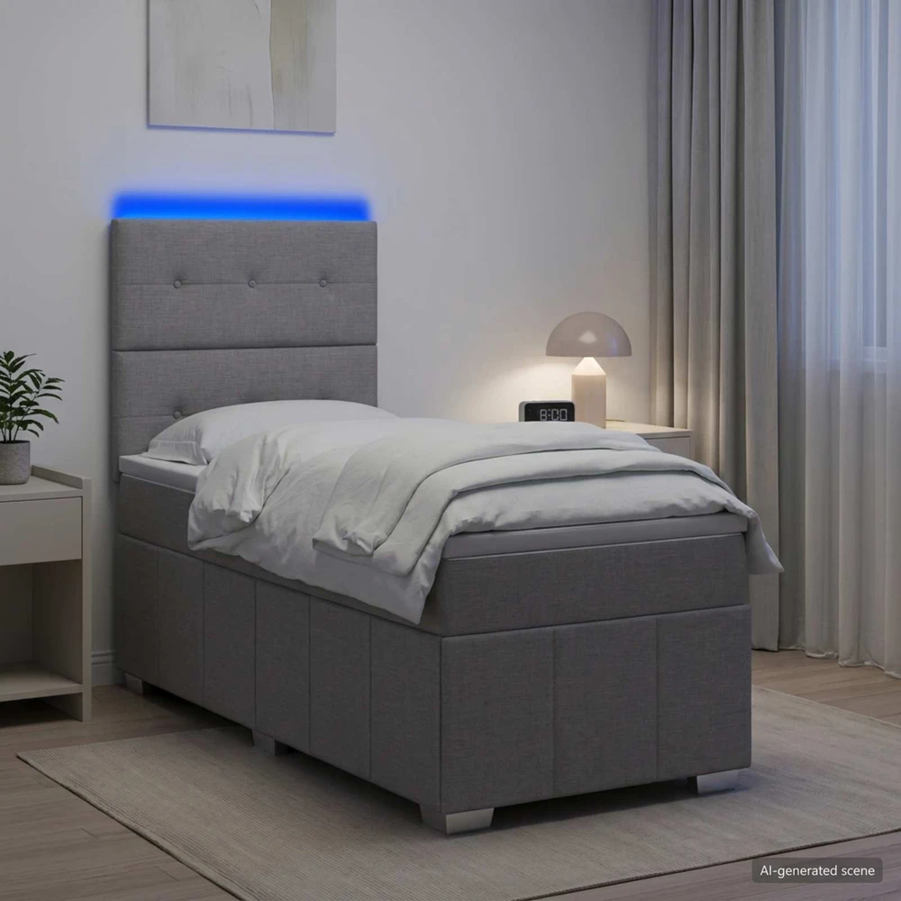 Lova LED lovos čiužinys su LED apšvietimu Šviesiai pilka 90 x 200 cm