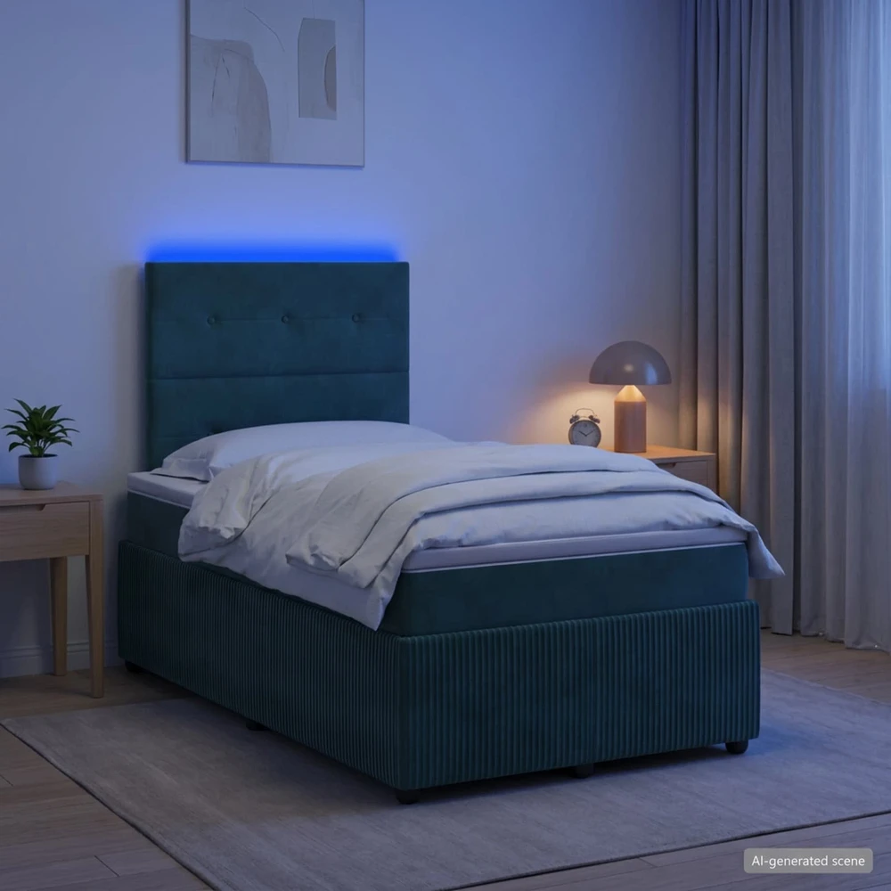 Lova LED lovos čiužinys su LED apšvietimu Tamsiai žalia 120 x 190 cm