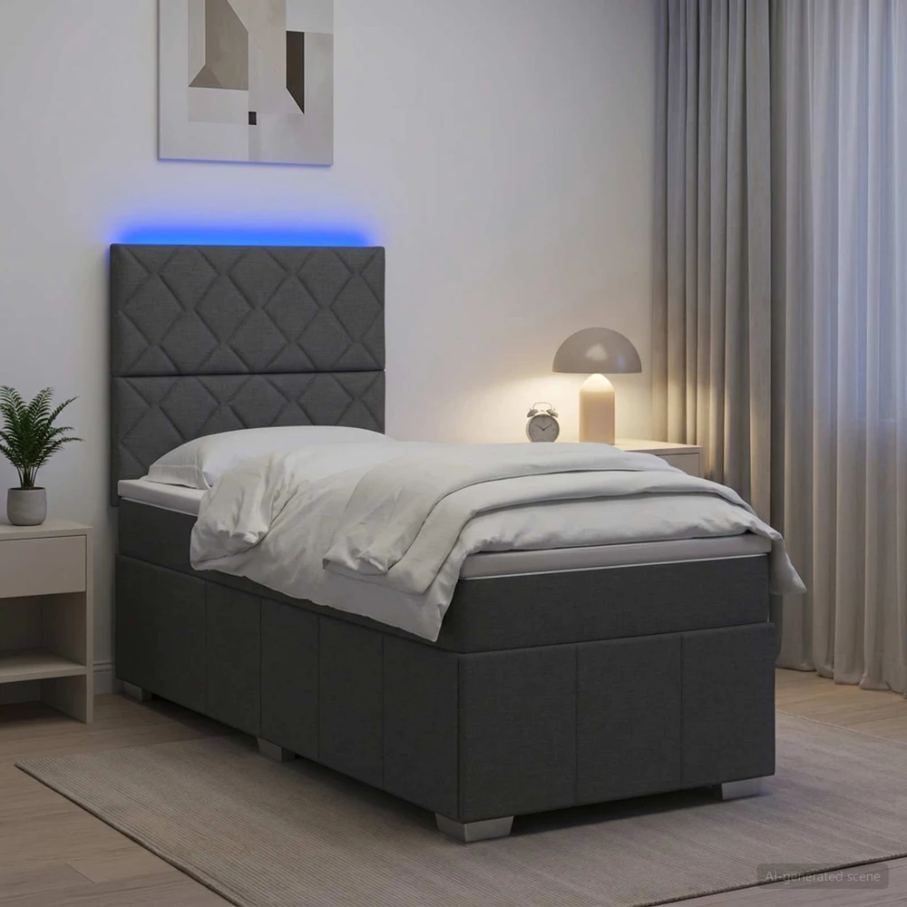 Lova LED lovos čiužinys su LED apšvietimu Tamsiai pilka 80 x 200 cm