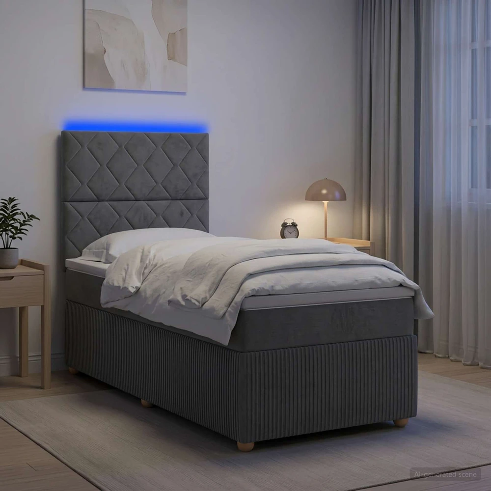 Lova LED lovos čiužinys su LED apšvietimu Tamsiai pilka 80 x 200 cm
