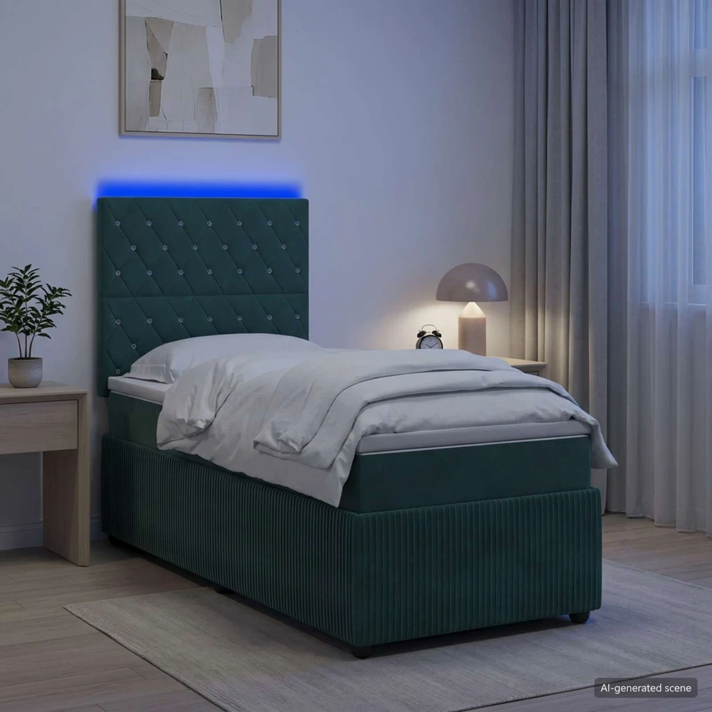 Lova LED lovos čiužinys su LED apšvietimu Tamsiai žalia 100 x 200 cm