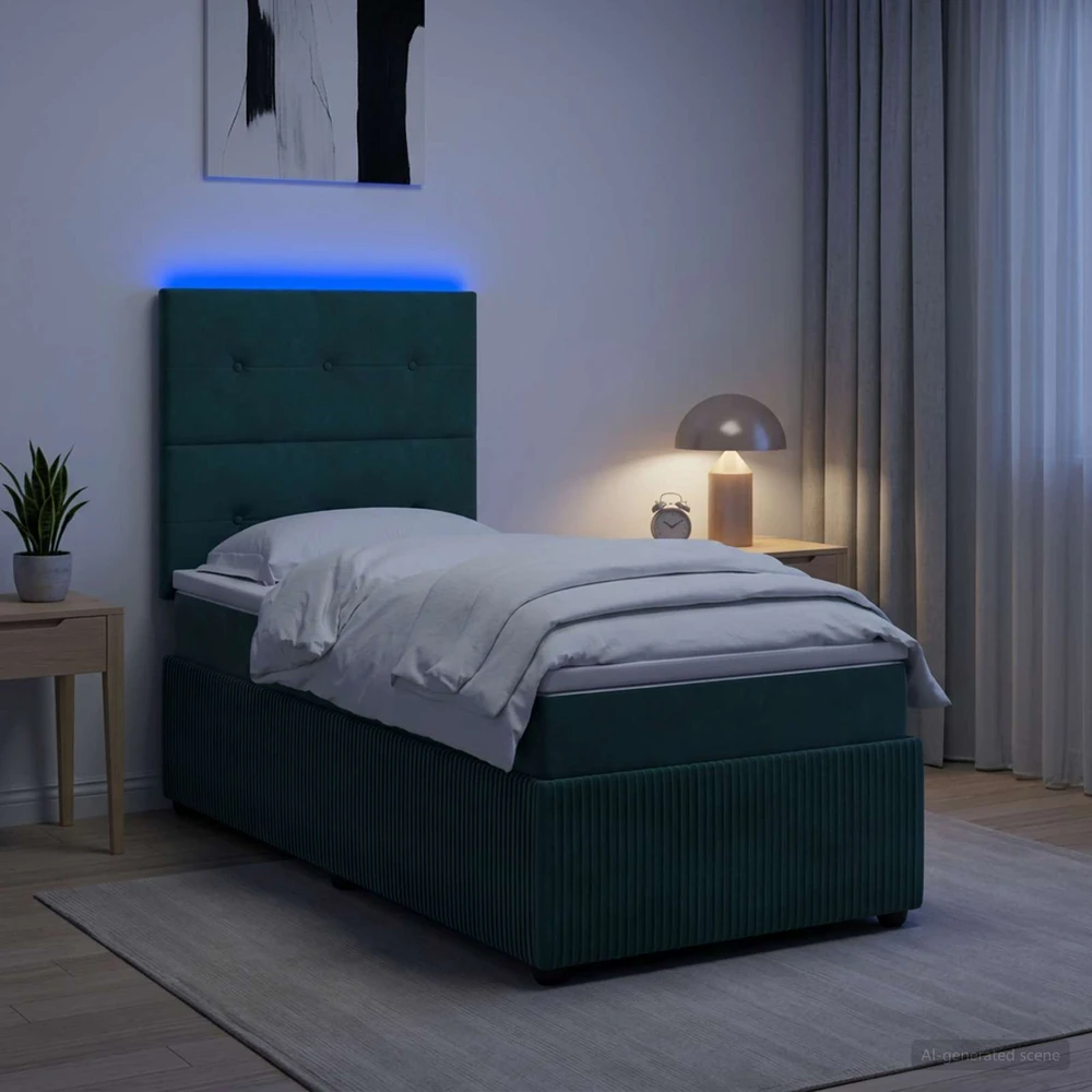 Lova LED lovos čiužinys su LED apšvietimu Tamsiai žalia 90 x 190 cm