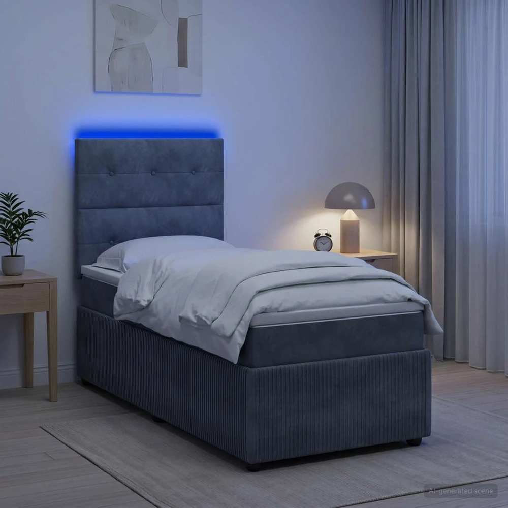 Lova LED lovos čiužinys su LED apšvietimu Tamsiai pilka 90 x 200 cm