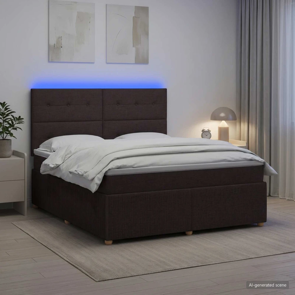 Lova LED lovos čiužinys su LED apšvietimu Tamsiai rudas 140 x 190 cm