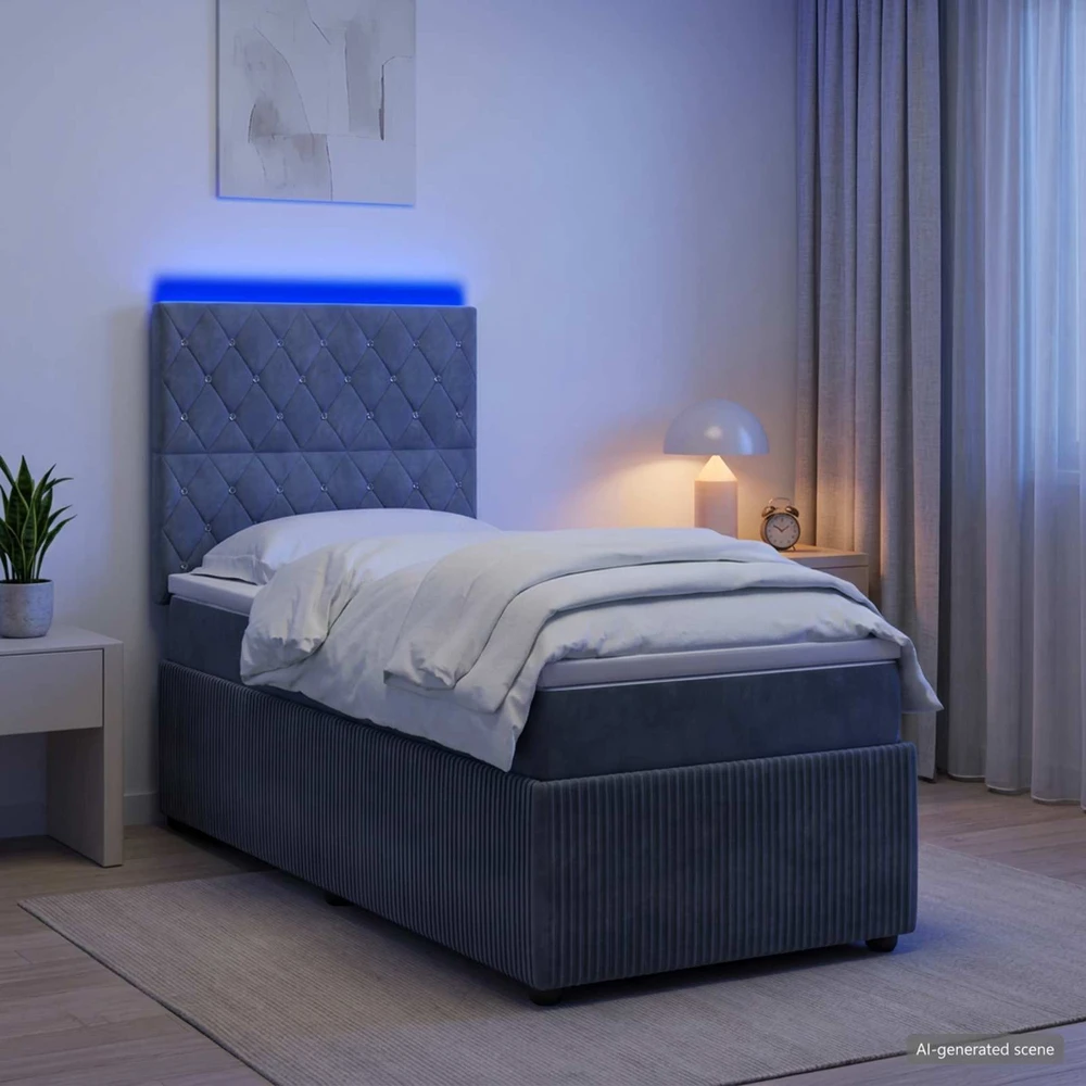 Lova LED lovos čiužinys su LED apšvietimu Tamsiai pilka 90 x 200 cm