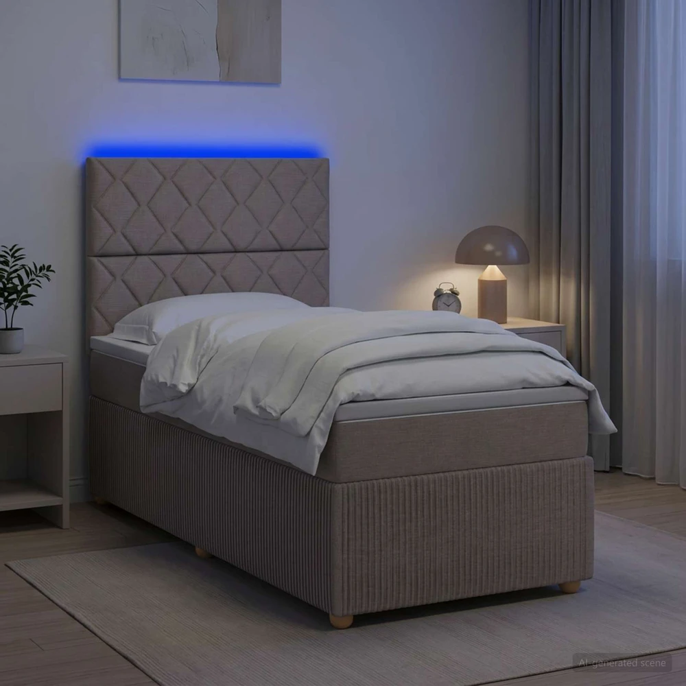 Lova LED lovos čiužinys su LED apšvietimu Taupe 80 x 200 cm Audinys