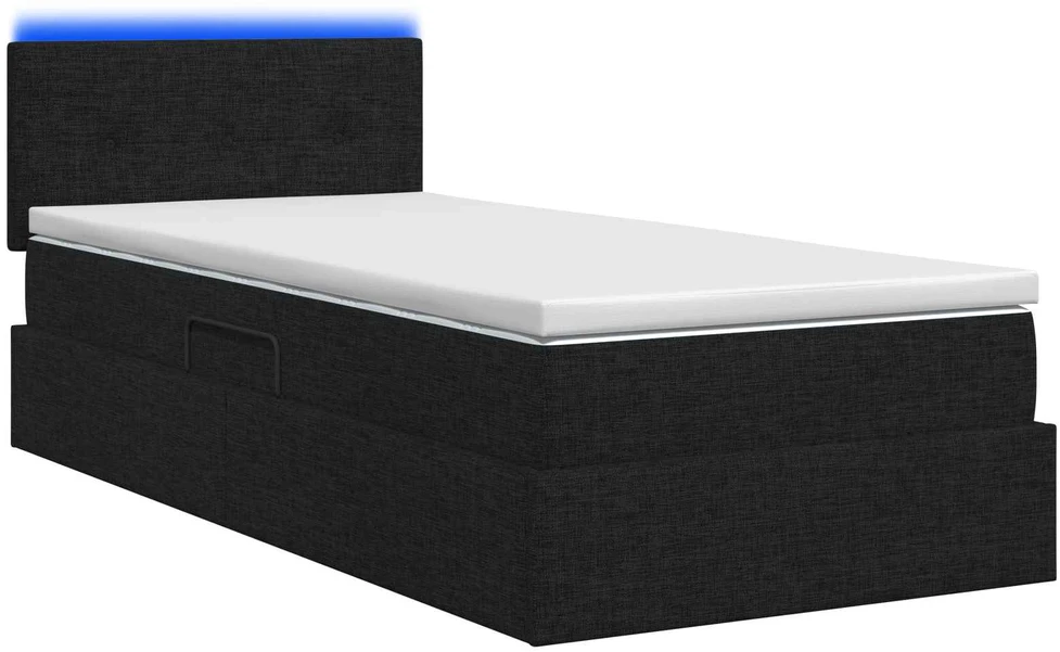 LED saugojimo lova su čiužiniu Juoda 100 x 200 cm Audinys