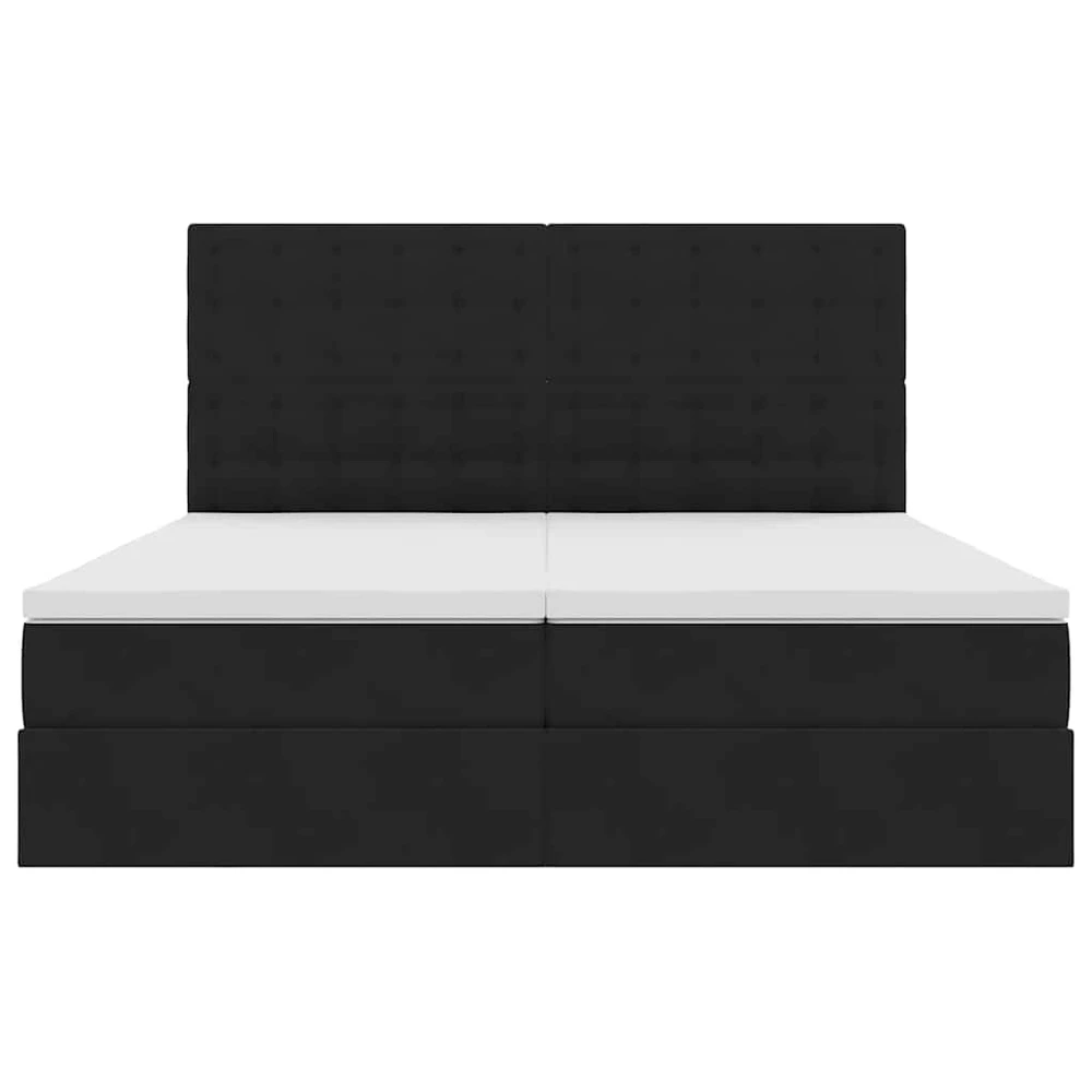 LED saugojimo lova su čiužiniu Juoda 180 x 200 cm Aksomas