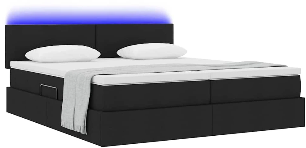 LED saugojimo lova su čiužiniu Juoda 180 x 200 cm Audinys