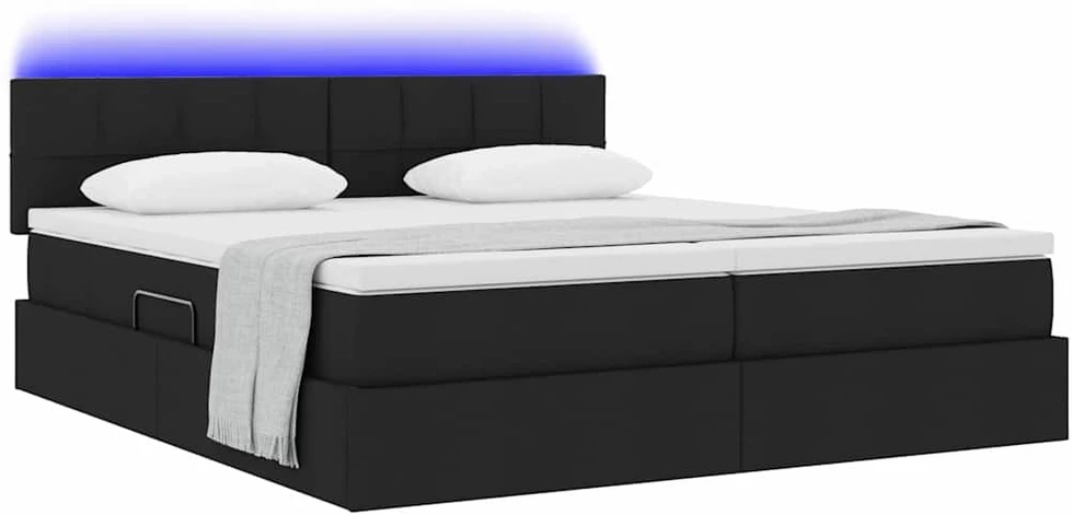 LED saugojimo lova su čiužiniu Juoda 180 x 200 cm Audinys