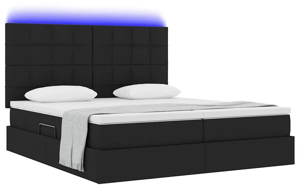 LED saugojimo lova su čiužiniu Juoda 180 x 200 cm Audinys