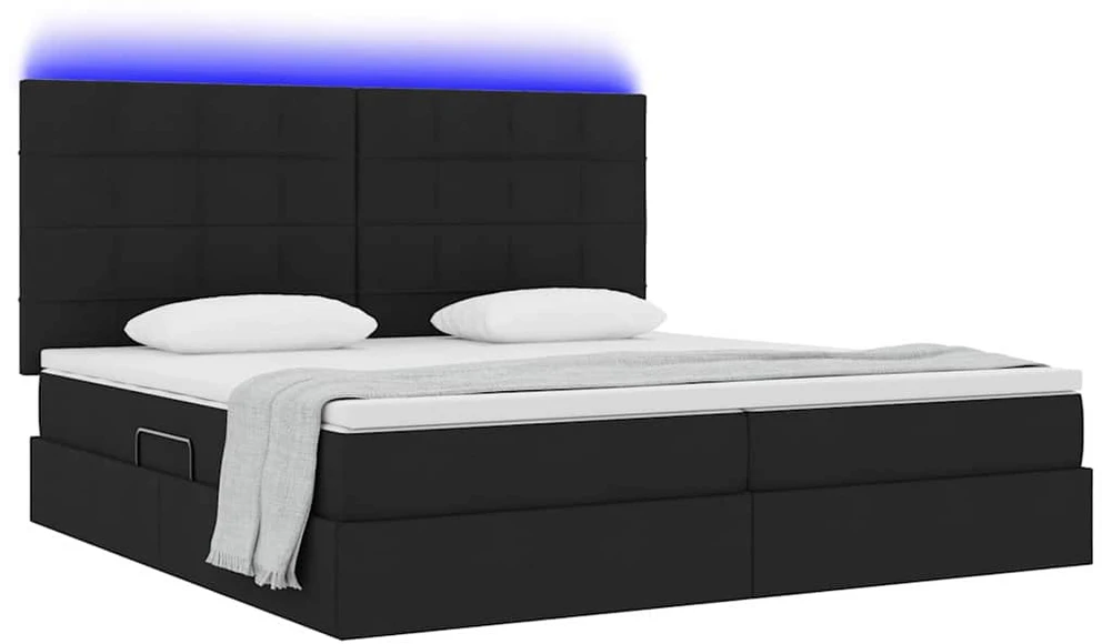 LED saugojimo lova su čiužiniu Juoda 200 x 200 cm Audinys