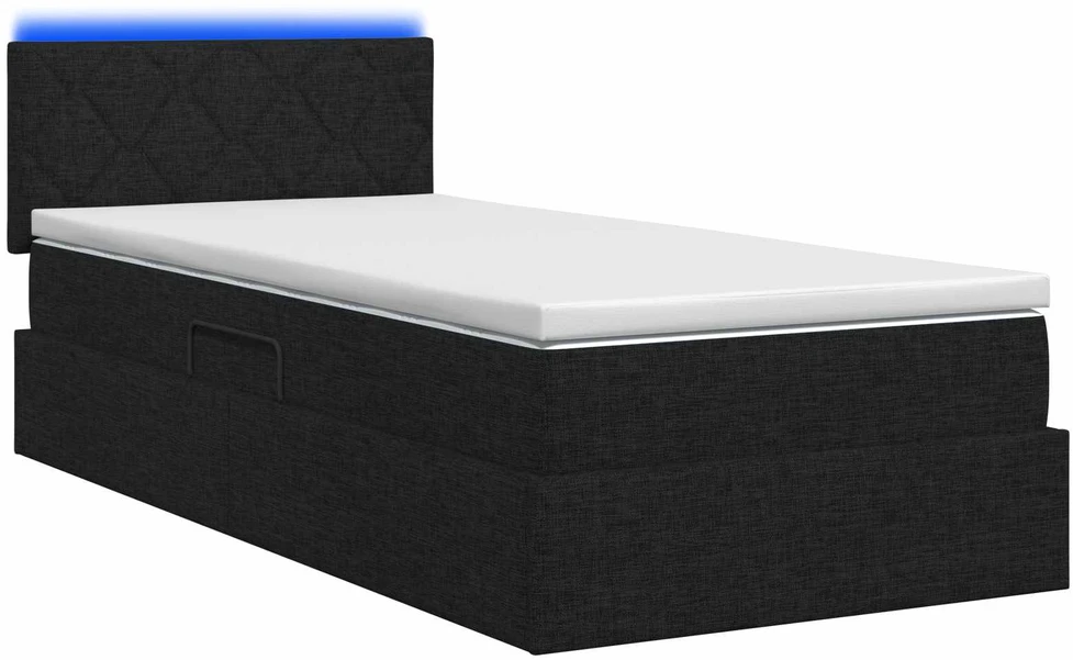 LED saugojimo lova su čiužiniu Juoda 90 x 190 cm Audinys