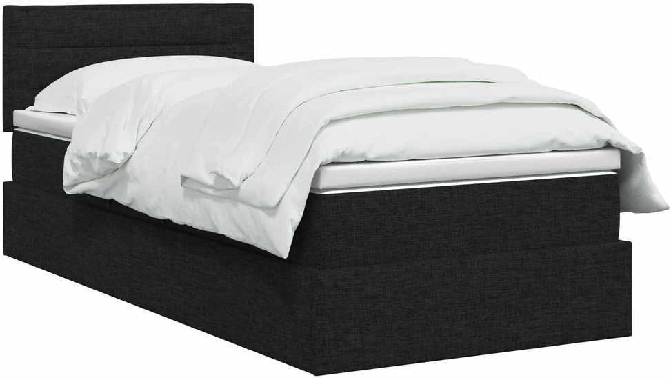 LED saugojimo lova su čiužiniu Juoda 90 x 190 cm Audinys