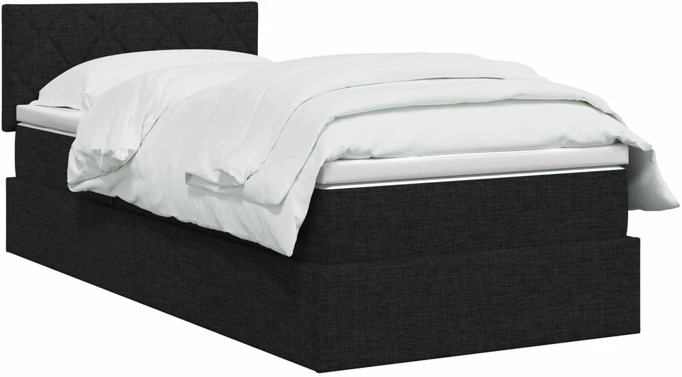 LED saugojimo lova su čiužiniu Juoda 90 x 190 cm Audinys
