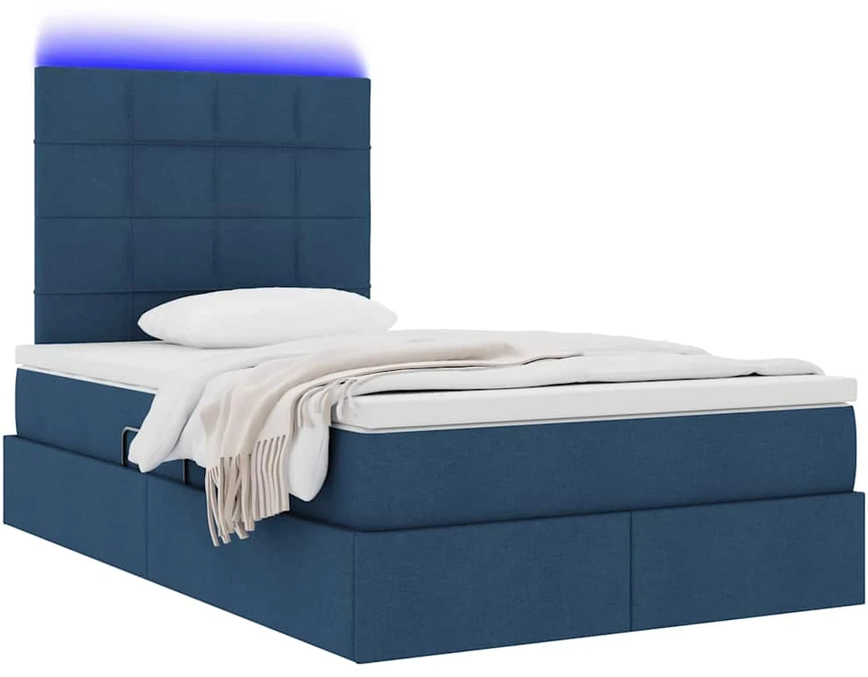 LED saugojimo lova su čiužiniu Mėlyna 120 x 200 cm Audinys