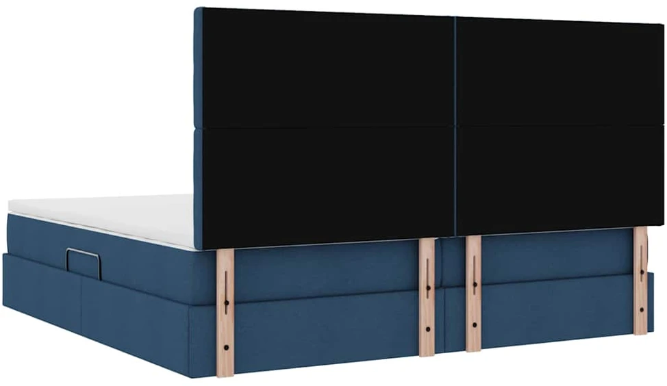 LED saugojimo lova su čiužiniu Mėlyna 200 x 200 cm Audinys