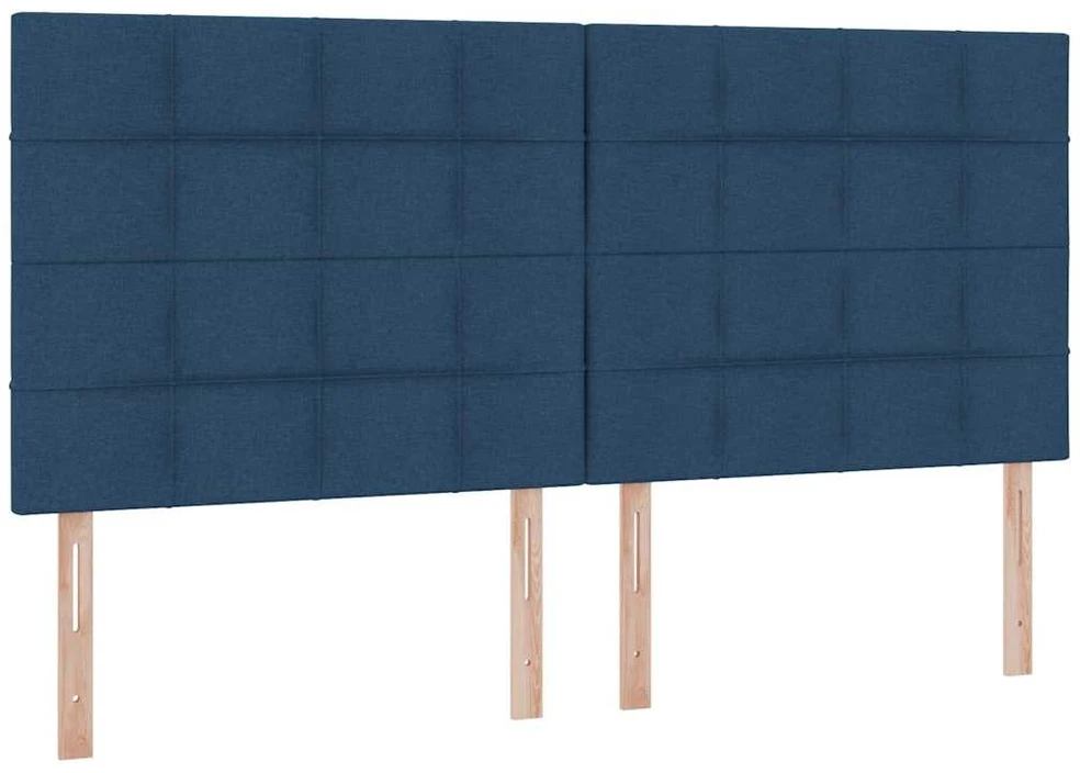 LED saugojimo lova su čiužiniu Mėlyna 200 x 200 cm Audinys