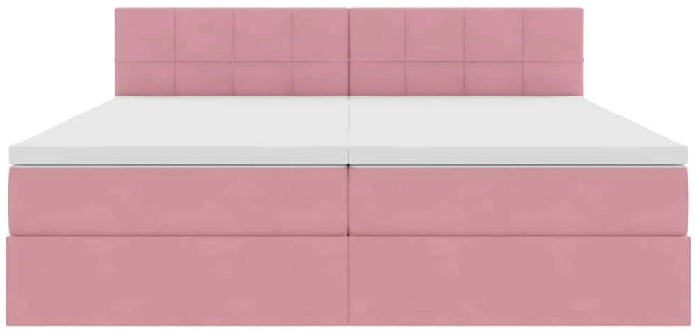 LED saugojimo lova su čiužiniu Rožinė 180 x 200 cm Aksomas
