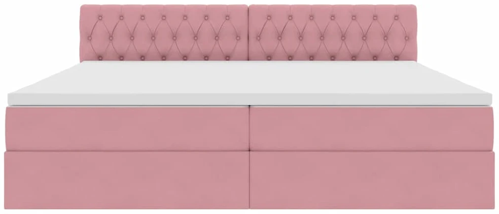 LED saugojimo lova su čiužiniu Rožinė 200 x 200 cm Aksomas