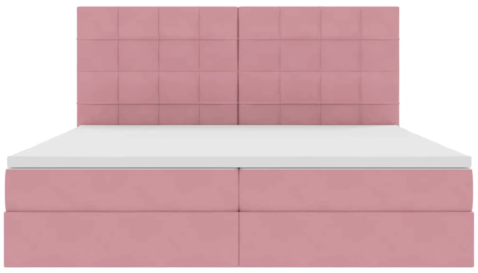LED saugojimo lova su čiužiniu Rožinė 200 x 200 cm Aksomas