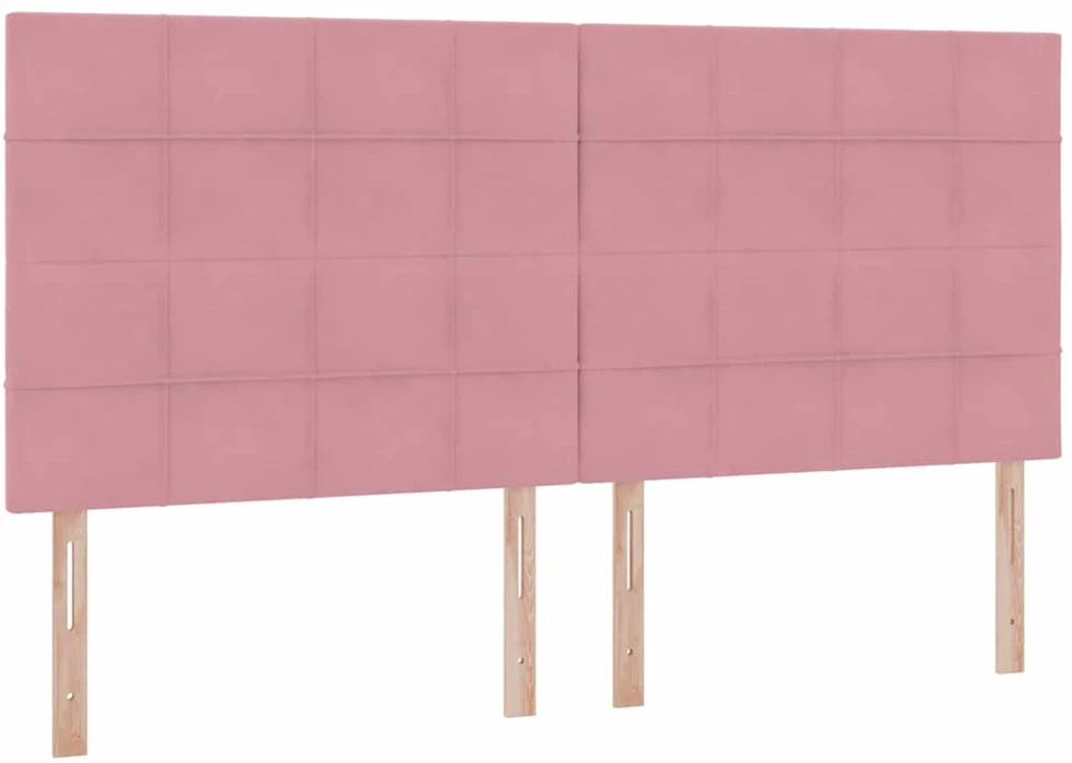 LED saugojimo lova su čiužiniu Rožinė 200 x 200 cm Aksomas