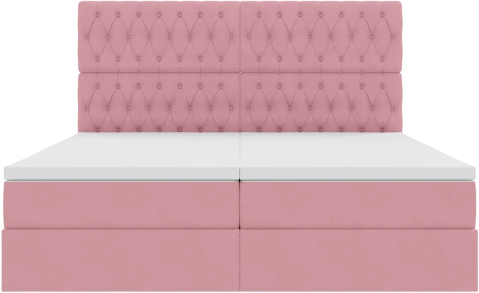 LED saugojimo lova su čiužiniu Rožinė 200 x 200 cm Aksomas