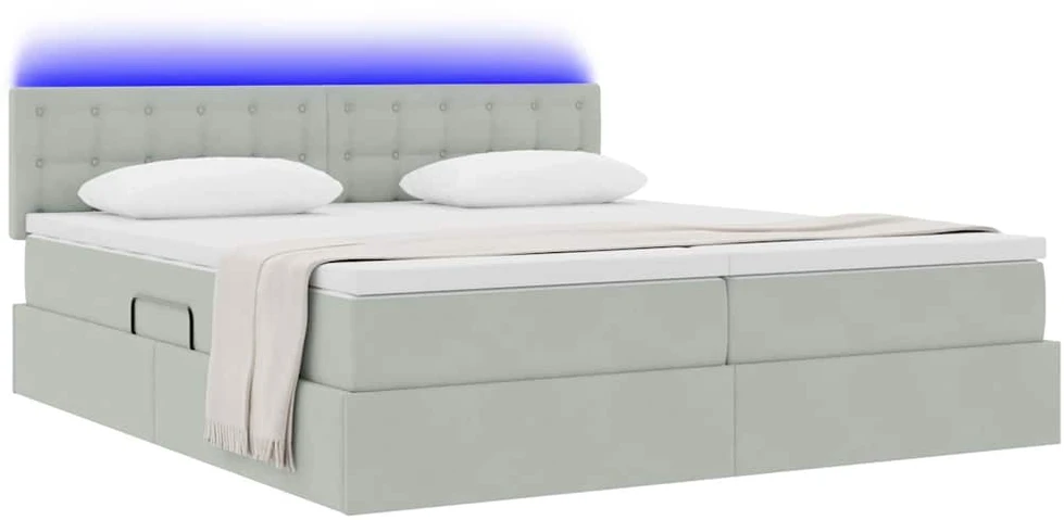 LED saugojimo lova su čiužiniu Šviesiai pilka 180 x 200 cm