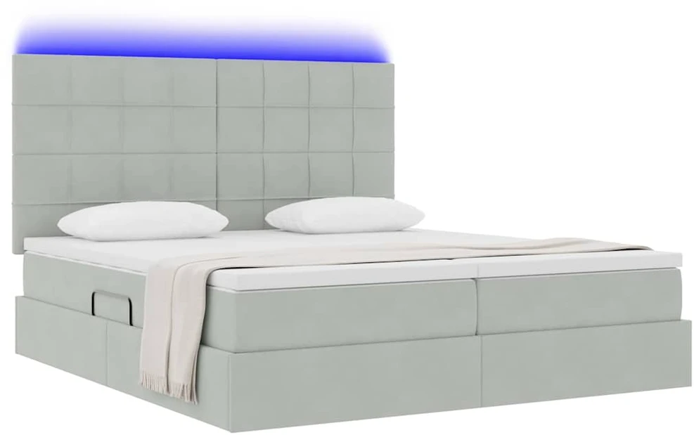 LED saugojimo lova su čiužiniu Šviesiai pilka 180 x 200 cm