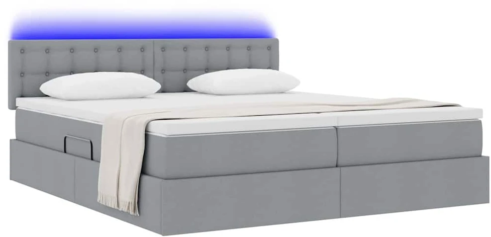 LED saugojimo lova su čiužiniu Šviesiai pilka 180 x 200 cm