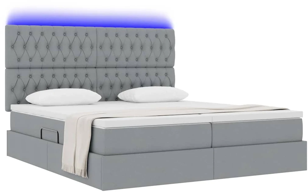 LED saugojimo lova su čiužiniu Šviesiai pilka 180 x 200 cm