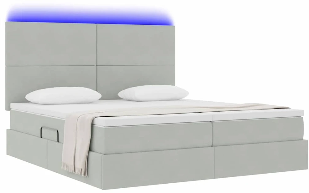 LED saugojimo lova su čiužiniu Šviesiai pilka 180 x 200 cm