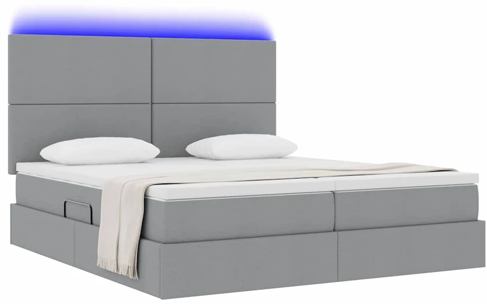 LED saugojimo lova su čiužiniu Šviesiai pilka 180 x 200 cm