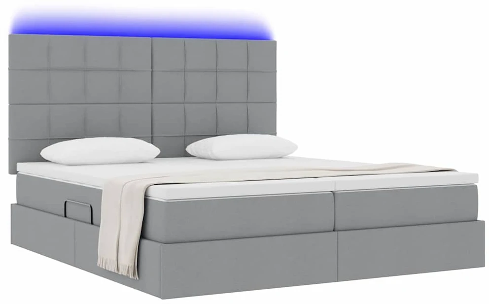 LED saugojimo lova su čiužiniu Šviesiai pilka 200 x 200 cm