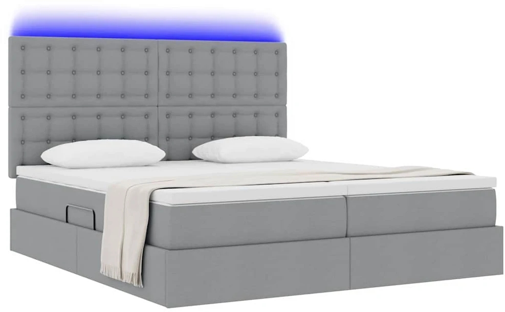 LED saugojimo lova su čiužiniu Šviesiai pilka 180 x 200 cm